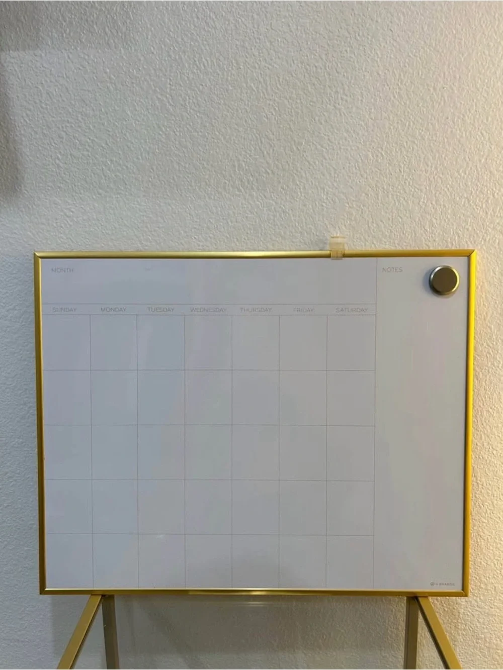Gold-Trim Magnetic Monthly Calendar Whiteboard - Home Office